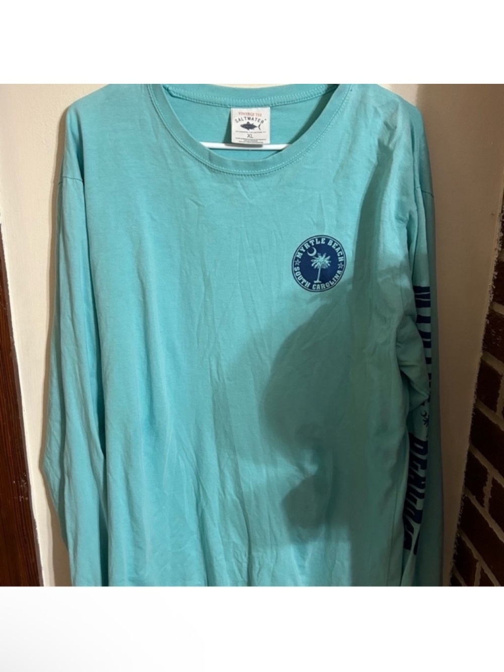 Salt Life Size XL Myrtle Beach Aqua Green Crewneck Tee with Fish Logo